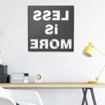 Decoratiune de perete, Less Is More, Metal, Dimensiune: 50 x 50 cm, Negru imagine