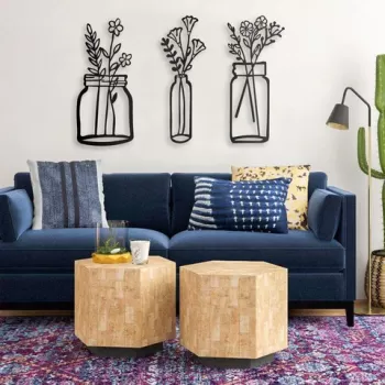 Decoratiune de perete, Life ?n The Vases, Metal, Dimensiune: 112 x 70 cm , Negru imagine