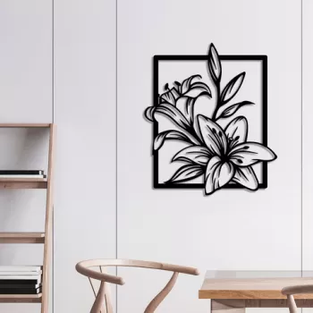 Decoratiune de perete, Lily, Metal, Dimensiune: 74 x 85 cm, Negru imagine