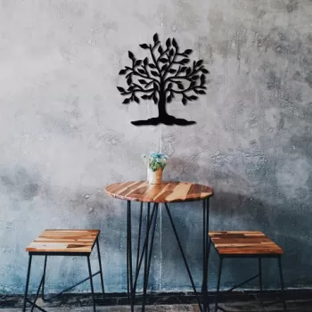 Decoratiune de perete, Lina, Metal, Dimensiune: 70 x 70 cm, Nuc negru imagine
