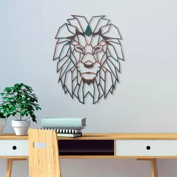 Decoratiune de perete, Lion, Metal, 40 x 50 cm, Multicolor imagine