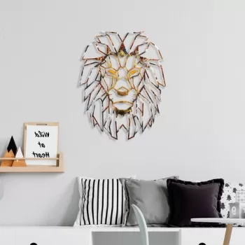 Decoratiune de perete, Lion, Metal, 40 x 50 cm, Multicolor imagine