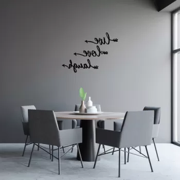 Decoratiune de perete, Live Love Laugh, Metal, 93 x 66 cm, Negru imagine