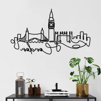 Decoratiune de perete, London, Metal, Grosime: 2 mm, Negru imagine