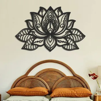 Decoratiune de perete, Lotus, Dimensiune: 59 x 91 cm (1 bucata), Negru imagine