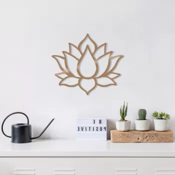 Decoratiune de perete, Lotus Flower 1, Metal, Dimensiune: 50 x 43 cm, Cupru imagine