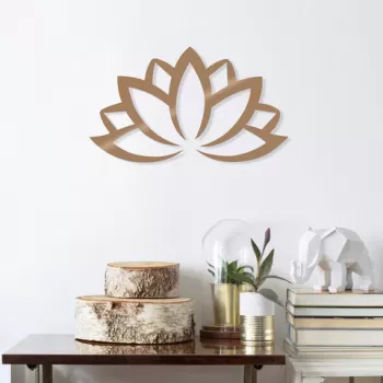 Decoratiune de perete, Lotus Flower 2, Metal, Dimensiune: 60 x 35 cm, Cupru imagine