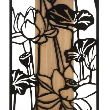 Decoratiune de perete Lotus, Mauro Ferretti, 60x90 cm, fier/MDF, negru/maro imagine