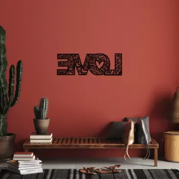 Decoratiune de perete, Love 5, Metal, 70 x 23 cm, Negru imagine