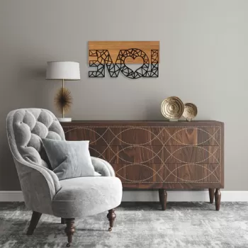 Decoratiune de perete, Love, 50% lemn/50% metal, Dimensiune: 58 x 3 x 30 cm, Nuc negru imagine