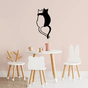 Decoratiune de perete, Love Cats, Metal, Dimensiune: 33 x 70 cm, Negru imagine
