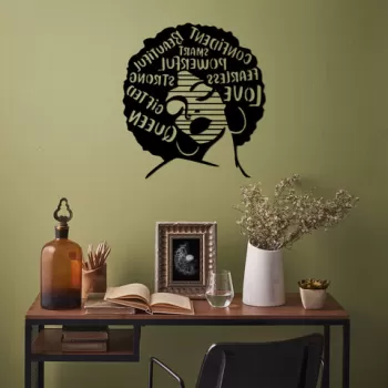 Decoratiune de perete, Love / Fearless / Smart, Metal, Dimensiune: 64 x 70 cm, Negru imagine