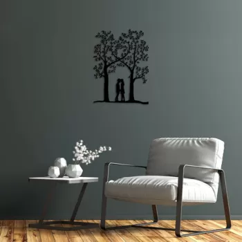 Decoratiune de perete, Love Garden, Metal, Dimensiune: 46 x 63 cm, Negru imagine