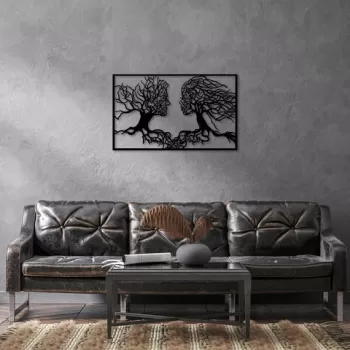 Decoratiune de perete, Love, Metal, 95 x 58 cm, Negru imagine