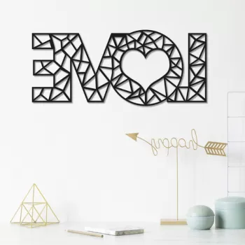 Decoratiune de perete, Love, Metal, Dimensiune: 50 x 20 cm, Negru imagine