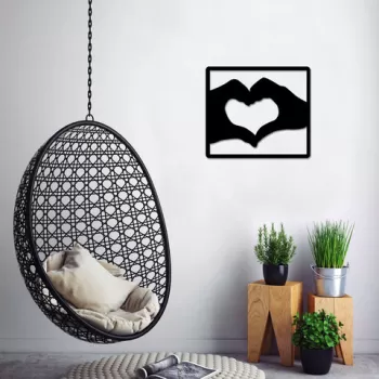 Decoratiune de perete, Love, Metal, Dimensiune: 50 x 44 cm, Negru imagine