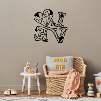Decoratiune de perete, Love, Metal, Dimensiune: 68 x 68 cm, Negru imagine