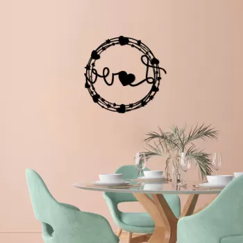 Decoratiune de perete, Love, Metal, Dimensiune: 70 x 66 cm, Negru imagine