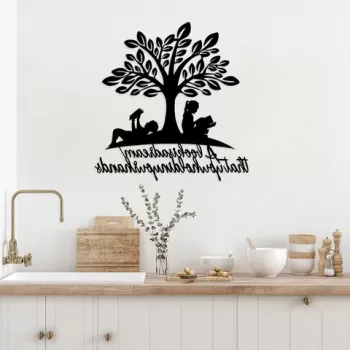 Decoratiune de perete, Love Of Books, Metal, Dimensiune: 82 x 85 cm, Negru imagine