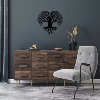 Decoratiune de perete, Love Tree, Metal, Dimensiune: 54 x 50 cm, Negru imagine