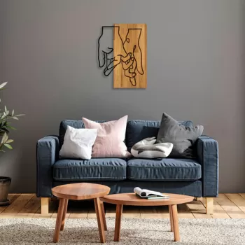 Decoratiune de perete, MA-279, 50% lemn/50% metal, Dimensiune: 58 x 45 cm, Nuc / Negru imagine