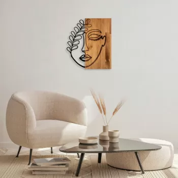 Decoratiune de perete, MA-281, 50% lemn/50% metal, Dimensiune: 58 x 51 cm, Nuc / Negru imagine