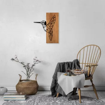 Decoratiune de perete, MA-286, 50% lemn/50% metal, Dimensiune: 58 x 48 cm, Nuc / Negru imagine
