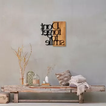 Decoratiune de perete, MA-287, 50% lemn/50% metal, Dimensiune: 58 x 59 cm, Nuc / Negru imagine