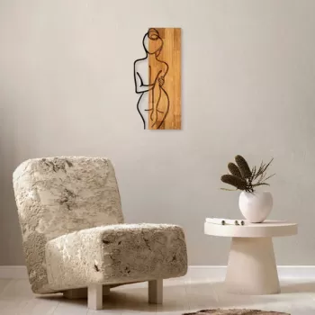 Decoratiune de perete, MA-294, 50% lemn/50% metal, Dimensiune: 58 x 27 cm, Nuc / Negru imagine