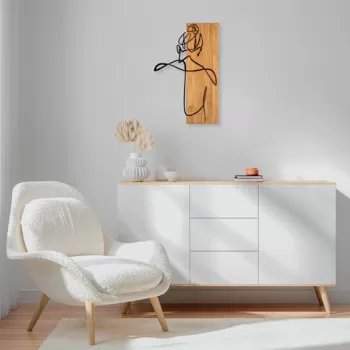 Decoratiune de perete, MA-295, 50% lemn/50% metal, Dimensiune: 58 x 36 cm, Nuc / Negru imagine