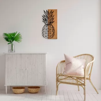 Decoratiune de perete, MA-298, 50% lemn/50% metal, Dimensiune: 58 x 30 cm, Nuc / Negru imagine