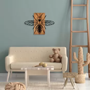 Decoratiune de perete, MA-308, 50% lemn/50% metal, Dimensiune: 58 x 82 cm, Nuc / Negru imagine