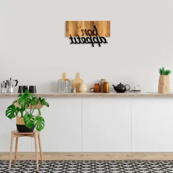 Decoratiune de perete, MA-309, 50% lemn/50% metal, Dimensiune: 58 x 34 cm, Nuc / Negru imagine