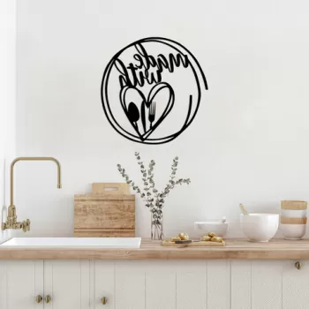 Decoratiune de perete, Made With Love Food, Metal, Dimensiune: 62 x 62 cm, Negru imagine