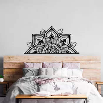 Decoratiune de perete, Mandala 1, Metal, Dimensiune: 154 x 78 cm, Negru imagine