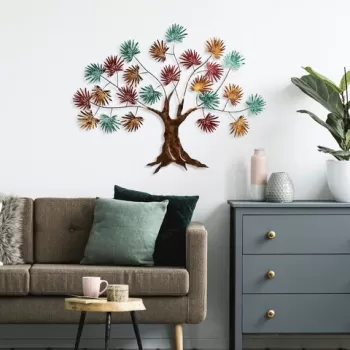 Decoratiune de perete, Maple, Metal, Dimensiune: 115 x 90 cm, Verde / Rosu / Maro imagine