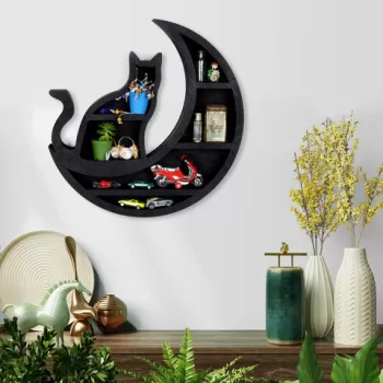 Decoratiune de perete, MEH136, Lemn, Taiat cu laser, Negru imagine