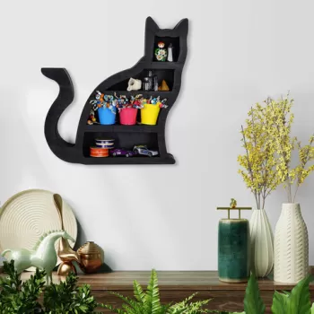 Decoratiune de perete, MEH137, Lemn, Taiat cu laser, Negru imagine