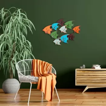 Decoratiune de perete, Melek, Metal, Dimensiune: 83 x 58 x 8 cm, Multicolor imagine