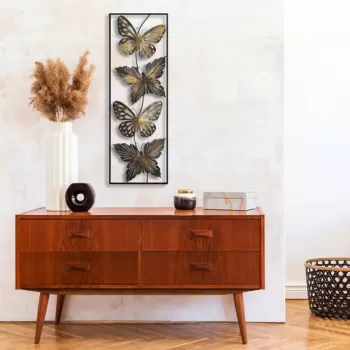 Decoratiune de perete, Metal Art Butterfly, Metal, 100 x 35 x 5 cm, Multicolor imagine