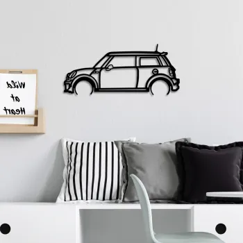 Decoratiune de perete, Mini Cooper, Dimensiuni: 73 x 33 cm , Negru imagine