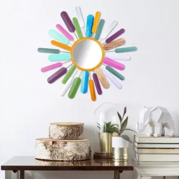 Decoratiune de perete, Mirror Sun, Metal, Dimensiune: 75 x 75 cm, Multicolor imagine
