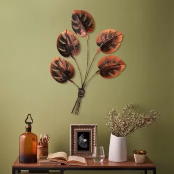 Decoratiune de perete, Monstera 2, Metal, Dimensiune: 74 x 94 cm, Multicolor imagine