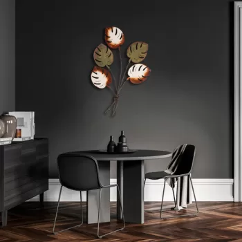 Decoratiune de perete, Monstera v2, Metal, Dimensiune: 67 x 100 cm, Multicolor imagine