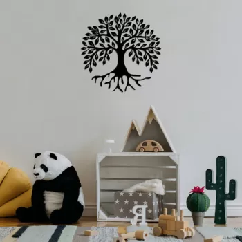 Decoratiune de perete, Monumental Tree 10, Metal, Dimensiune: 50 x 50 cm, Negru imagine