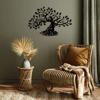 Decoratiune de perete, Monumental Tree 11, Metal, Dimensiune: 70 x 47 cm, Negru imagine
