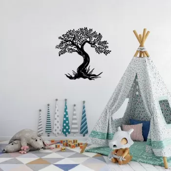Decoratiune de perete, Monumental Tree 12, Metal, Dimensiune: 73 x 70 cm, Negru imagine