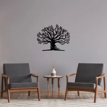 Decoratiune de perete, Monumental Tree 18, Metal, Dimensiune: 67 x 54 cm, Negru imagine