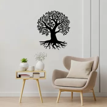 Decoratiune de perete, Monumental Tree 2, Metal, Dimensiune: 70 x 83 cm, Negru imagine