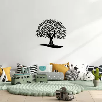 Decoratiune de perete, Monumental Tree 21, Metal, Dimensiune: 66 x 64 cm, Negru imagine